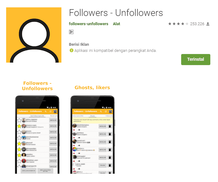 aplikasi untuk cek orang yang tidak follow back instagram