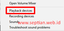 windows playback devices setting