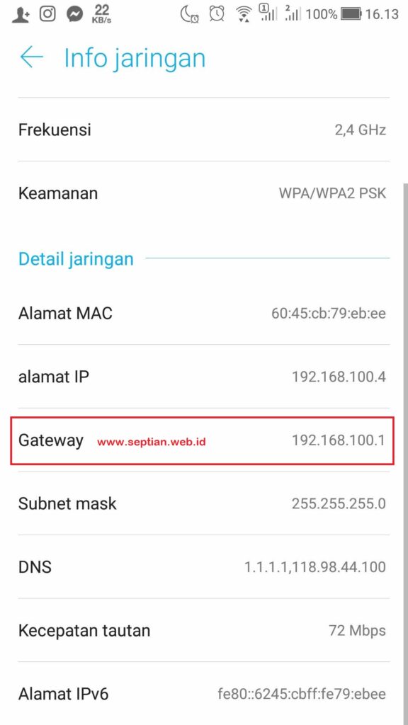 cara mengetahui alamat login router indihome gateway 1